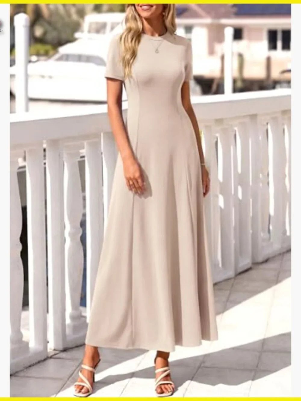 Short Sleeve Maxi Dress Flowy A-Line Formal Cocktail Wedding Guest Chic